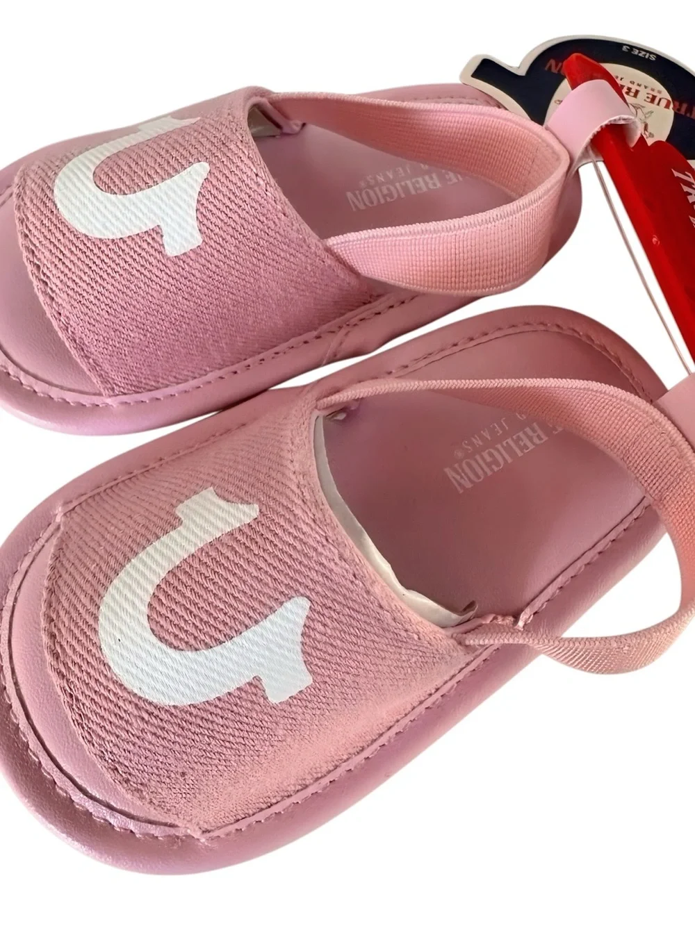 True Religion Pink Baby Girls' Logo Slide Sandals